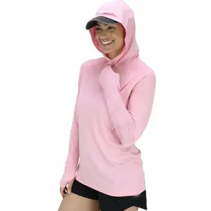 Sudadera con capucha de protección solar para mujer, camisas de manga larga con cremallera, ligeras, de secado rápido, UPF50 + Rash Guard, senderismo, camisa con agujeros para los pulgares