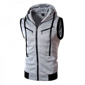 sleeve less pull over hoodies front zipper pocket style <b>hoodie</b> multi pocket style hoodies cheap price - Product Image 1
