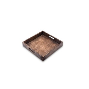 Vente en gros Grand plateau en bois rond personnalisé Long plateau en bois Plateau petit-déjeuner en bois avec poignée - Product Image 6
