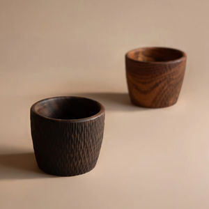 Juego de cuencos de madera rústicos hechos a mano con patrón natural texturizado Ideal para servir o decorar el hogar - Product Image 1