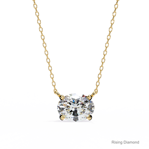 Colgante solitario de diamante de corte ovalado de 2,5 quilates, Juego de puntas de oro amarillo, regalo de aniversario para sus colgantes y dijes de diamantes - Product Image 1
