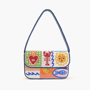 Handmade Blue Floral Beaded Shoulder <b>Bag</b> Embroidered Tote Evening <b>Bag</b> Elegant Wedding Party <b>Accessory</b> Gift - Product Image 4