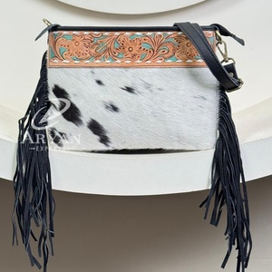 New Customized Fashion Hand Tooled Leather Fringe Crossbody Bag for Women's High Quality Luxury Genuine Cowhide Shoulder <b>Handbag</b> - Product Image 1