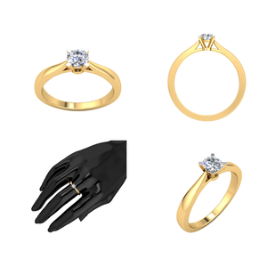 แหวนทอง10K สุดหรูของผู้หญิงคลาสสิกพร้อม0.24Cts ชัดเจนเทียบกับเครื่องประดับเพชรปลูกในห้องทดลอง - Product Image 4