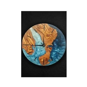 นาฬิกาภายในที่ดีที่สุดนาฬิกาแขวนผนังไม้อะคาเซียและอีพอกซีเรซินนาฬิกาแขวนผนังสไตล์แม่น้ำ - Product Image 1