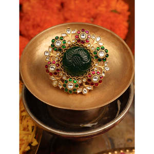 แหวน Jadau Kundan หลากสีโรแมนติกทำจากสเตนเลสชุบทองพร้อม MRNG177MA ฝัง18K - Product Image 2