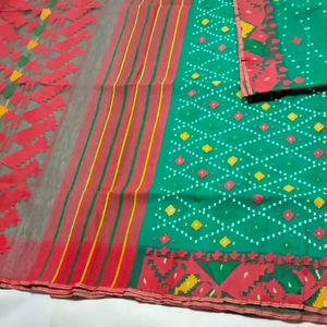 Exportable Deshi Dhakai Jamdani Sharee Top Qualité pour Femme JAMDANI TISSU Bleu ROUGE VERT Doré Bleu Ciel du Bangladesh - Product Image 1