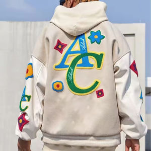 แจ็กเก็ตขนสัตว์มหาวิทยาลัยสำหรับผู้ชายสั่งทำได้มีคอตั้งแผ่นแปะรูปตัวอักษรสำหรับฤดูหนาว - Product Image 5