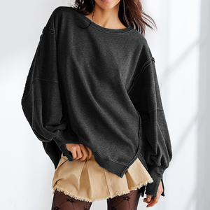 เสื้อสเวตเตอร์เปิดไหล่เปิดไหล่สำหรับผู้หญิงเสื้อสเวตเตอร์ผ้าวูลเปิดไหล่โอเวอร์ไซซ์สำหรับฤดูหนาว - Product Image 3