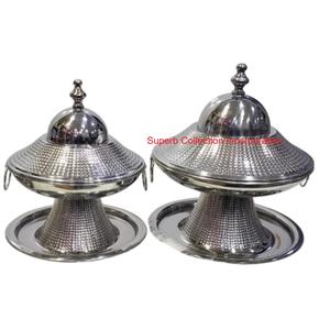 Cuenco de fecha de Metal rosa y dorado clásico, cuenco decorativo, decoración de Mesa para el hogar para celebraciones de Ramadán y Eid, regalo islámico a la venta - Product Image 6