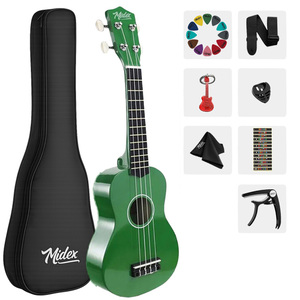 Ukelele Soprano Verde de 21 Pulgadas, Kit Completo para Principiantes, con Funda Suave, Diapasón de Palisandro, Libro de Métodos |   Midex UKX-901GR - Product Image 1