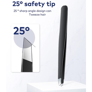 Pinzas para Cejas Cosméticas, Pinzas para Cejas de Acero Inoxidable Personalizadas con Recubrimiento de Color Negro para Belleza - Product Image 4