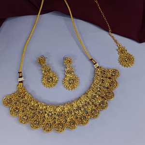 Cristal Rhinestone gargantilla collar pendientes Maang Tikka cabeza cadena boda indio joyería conjunto para mujer - Product Image 2