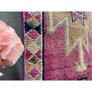 Vintage Turkish Herki Rug 3x10.8 ft, <b>Red</b> <b>Runner</b> Camouflage Wool Rug - Product Image 3