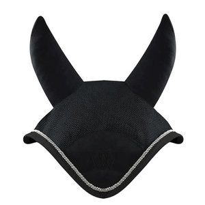 Lightweight breathable crochet ear bonnet washable horse <b>fly</b> veil comfortable fit High quality equestrian gear bonnet by LCI - Product Image 6