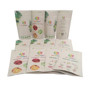 Pochettes biodégradables en papier Kraft brun, 22g, 45g, sac d'emballage en Mylar pour tablettes de dentifrice de qualité alimentaire à fermeture éclair réutilisable et étanche