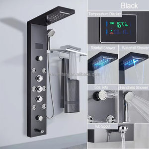 แผงฝักบัวทำจากสเตนเลสสตีลของ Toughen สีดำใช้นวดได้8แบบ - Product Image 3