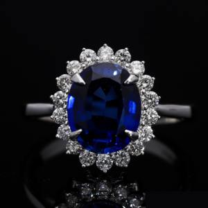 แหวนเซอร์คอนรูปวงรีสีฟ้าสำหรับผู้หญิง925เงินสเตอร์ลิงประดับด้วยเพชรสวิสแหวนหมั้นแหวนฮาโลเจน - Product Image 1