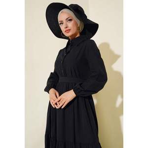 Robe Superposée Col Chemise Noir - Product Image 1