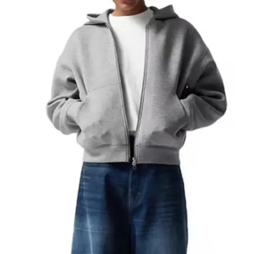 เสื้อกันหนาวมีฮู้ดสำหรับผู้ชายเครื่องแต่งกายแนวสตรีทโอเวอร์ไซส์ผ้าคอตตอน - Product Image 4