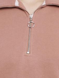 Sudadera con media cremallera de Invierno para mujer de calidad superior, sudadera informal de gran tamaño con logotipo personalizado, nuevo estilo de moda, sudaderas con capucha de lana - Product Image 3