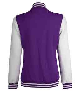 Logo Brodé Personnalisé Conception Violet Couleur Laine Corps & Cuir Manches Sportswear Baseball Letterman Varsity Vestes - Product Image 6