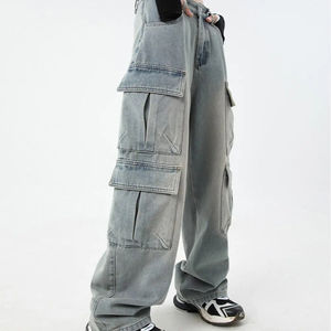 Jeans Cargo de Pierna Recta de Alta Calidad Personalizados de Fábrica para Hombre, Jeans Casuales de Mezclilla Desgastados y Holgados, Precio al por Mayor - Product Image 2