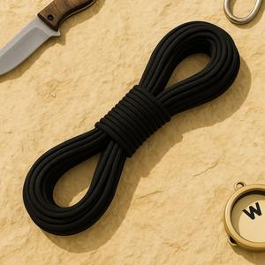 Cuerda de Paracaídas de 550 lbs, 4mm de Grosor, Color Negro, Cuerda de Aventura con 7 Núcleos Internos de Nailon - Product Image 1