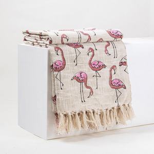 Colección de lujo de algodón Bloque Impreso Flamingo Bird sofá manta hermosa colección de funda de sofá - Product Image 4