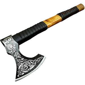 Jexmoo 16 "งานประดิษฐ์ทำมือเหล็กกล้าคาร์บอนงานตามสั่ง Tomahawk ไม้ชิงชันแบบ DIY ของขวัญสำหรับวันพ่อกลางแจ้งอุตสาหกรรม - Product Image 2