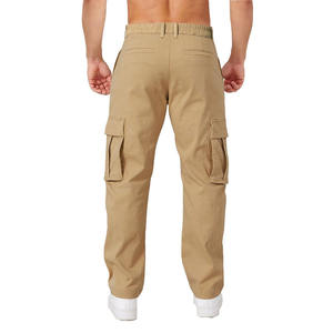 Pantalon cargo respectueux de la peau pour hommes Tissu en coton multi-poches Couleur unie Look classique Pantalon d'extérieur pour hommes - Product Image 2