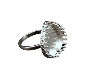 Vente chaude 925 argent Sterling massif 10mm princesse coeur couronne lunette à la main bague semi-montée 14K résultats de bijoux en or - Product Image 4