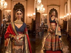 Lehenga Choli de mariée de qualité supérieure, lourdement brodé, en soie Rajwadi, pour femmes, vêtements élégants pour les mariages - Product Image 6