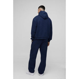 Sweat-shirt à capuche bleu foncé pour homme et pantalon large assorti, ensemble de survêtement ODM Trackstar OEM Private Label - Product Image 2