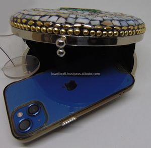 indian bag Mosaic Cosmetic e Holder <b>Wedding</b> Bag Party Handbag Stylish Ladies Box <b>clutch</b> Round Mosaic Metal Bridal <b>Clutch</b> - Product Image 2