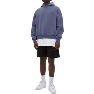 Estilo de moda sin cordón liso con capucha de gran tamaño francés Terry para hombre recortada boxy hoodies - Product Image 2