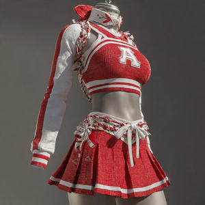 Uniforme de cheerleading imprimé de haute qualité jaune et blanc OEM/ODM pour filles |   Ensemble de tenue de cheerleading personnalisé avec logo, 100% polyester - Product Image 3