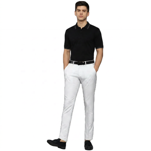 Chemise Homme Manches Courtes Corail 100% Coton Tricoté Couleur Unie Décontractée Respirante Anti-Plis Brodé Coupe Classique Blanc - Product Image 5