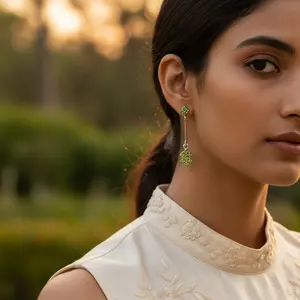 925 Silver Drop Earrings for Women <b>Green</b> Peridot Gemstone Fashion Jewelry - Product Image 2