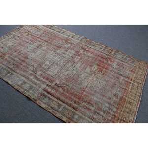 Tapis turc vintage 4,4x7,3 pi (135x223 cm), tapis rouge Ombr - Product Image 4