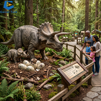 Keluarga Triceratops Animatronik Kustom dengan Adegan Sarang untuk Kebun Binatang, Taman Hutan, dan Jalur Dinosaurus Edukatif