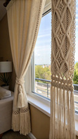 Fenêtre unique fait à la main rideau en macramé décoration de la maison en gros