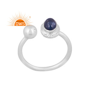 Vente chaude Fine Sterling Silver Naturel Bleu Saphir Gemme Bague Empilable Bijoux Pour Femmes Cadeau Pour Elle - Product Image 1