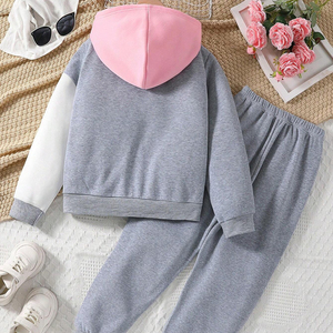 Chándales para niños con logotipo personalizado, conjunto de invierno transpirable de talla grande, capucha, patrón sólido, estampado, técnicas lavadas, ropa perfecta para niños - Product Image 2