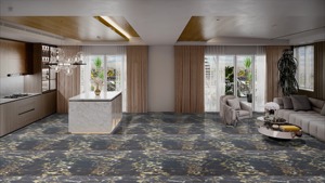 Carreaux de porcelaine modernes 60x120cm à l'aspect marbré et brillant, carreaux de sol vitrés pour décoration intérieure - Product Image 6