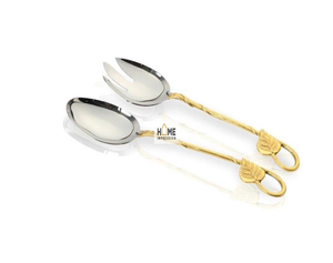 Cubertería de Lujo con Decoración de Hojas de Latón, Hecha a Mano, de Acero Inoxidable de Alta Calidad, Ideal para Servir en la Mesa - Product Image 2