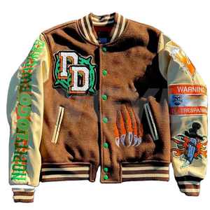 Customizable Men's Winter XL Vintage Baseball Letterman Design High Wool Chenille Embroidery Blank Knitted Varsity Jacket <b>Button</b> - Product Image 1