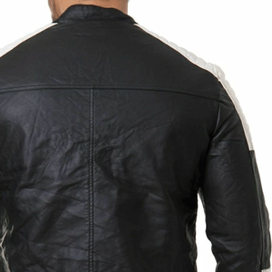 Chaqueta de moto de talla grande de invierno de cuero genuino para pilotos con protección CE blindada Unisex en blanco y negro - Product Image 5