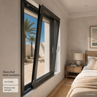 Fenêtre à battant en aluminium HUACAI 88 avec verre Low-E, isolation thermique, anti-poussière, design extérieur moderne pour villa en climat chaud