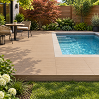 Terrasse modulaire en WPC pour extérieur avec structure de support en acier galvanisé 1m x 1m pour les zones lounge extérieures et les zones autour d'une piscine